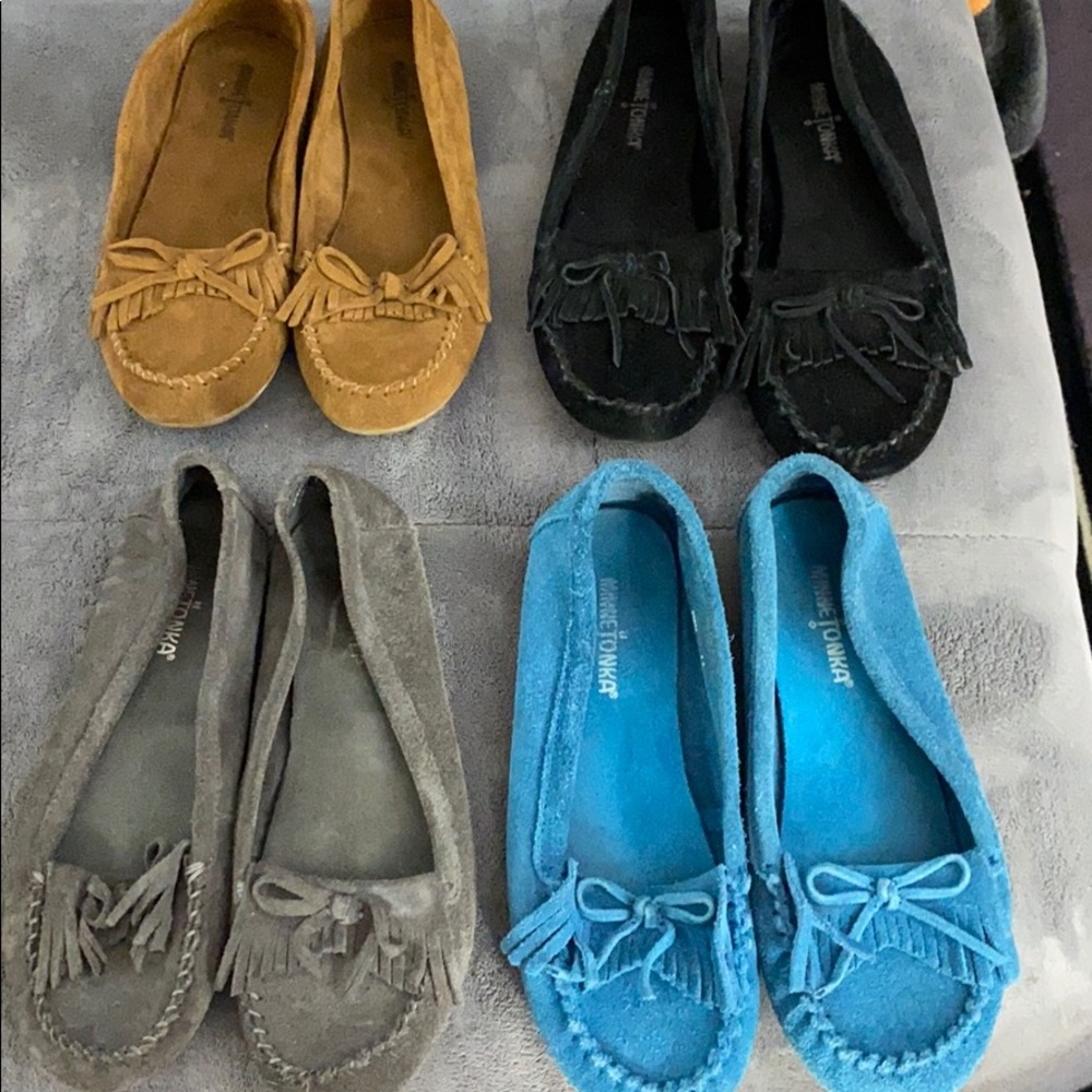4 Pairs of Minnetonka Moccasins.  All for 24